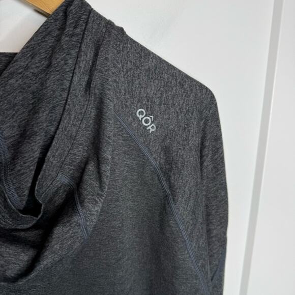 QOR QORtec Stretch Hoodie Henley Lightweight Pullover Heather Charcoal Large - Picture 7 of 8